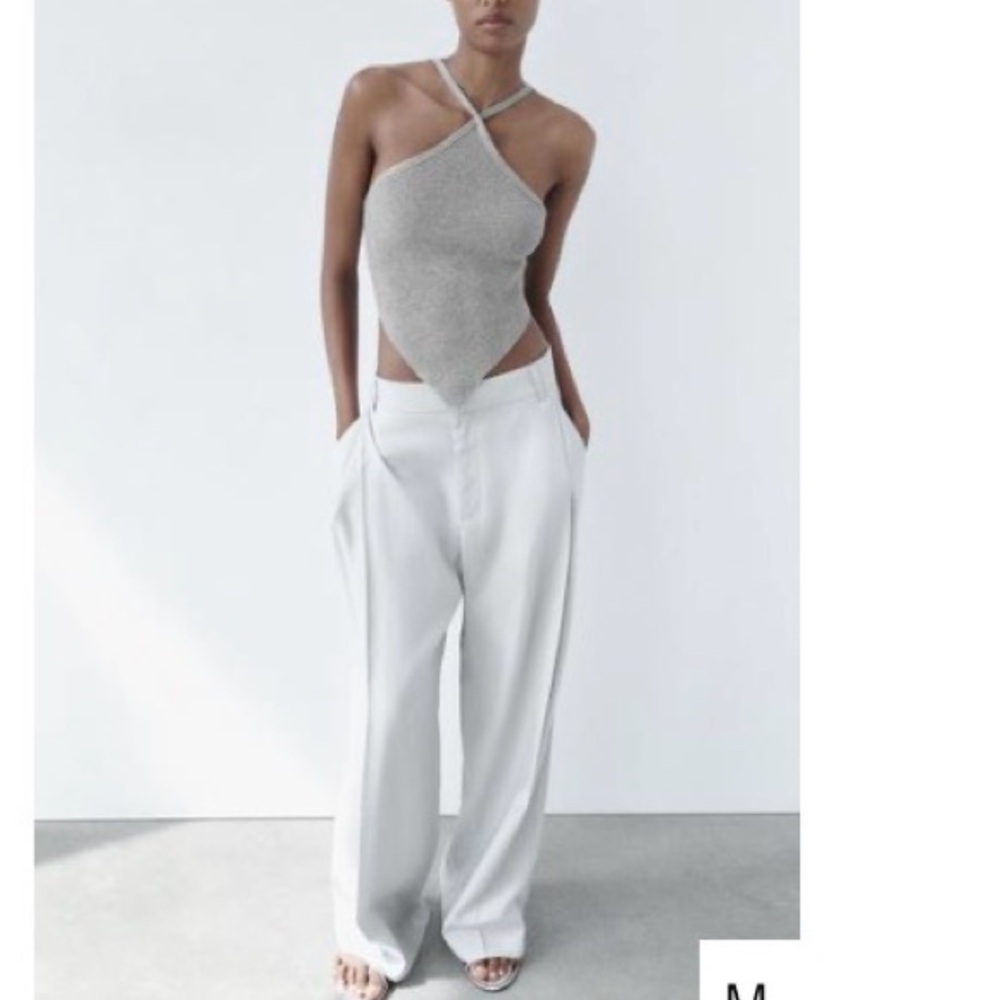 Zara Silver Open Back Asymmetrical Top